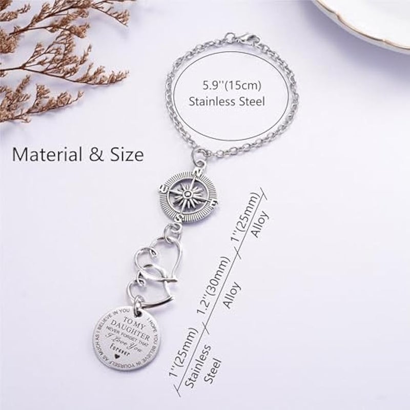 Arabest To My Daughter Compass Car Charm, I Hope You Believe In Yourself As Much As I Believe In You Car Charm, Rear View Mirror Car Charm for Daughter Birthday Graduation - Image 4